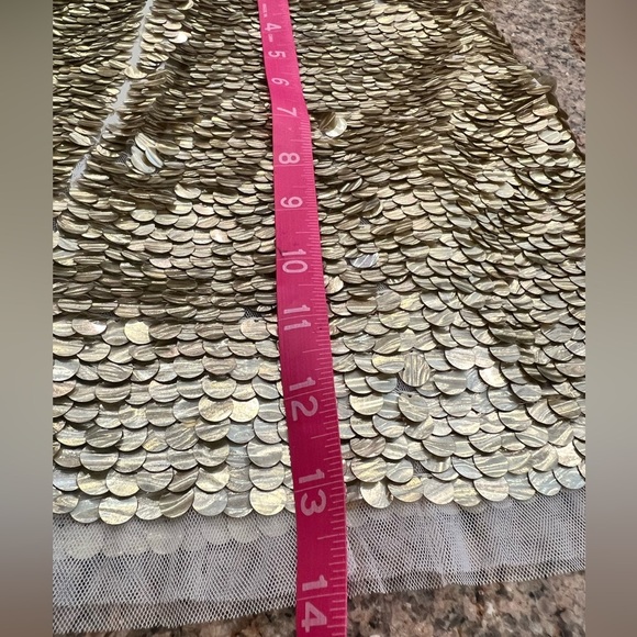 Monique Leshman Lolita Mini Skirt Size Small NWT Gold Sequin Hidden side zipper - Picture 9 of 10